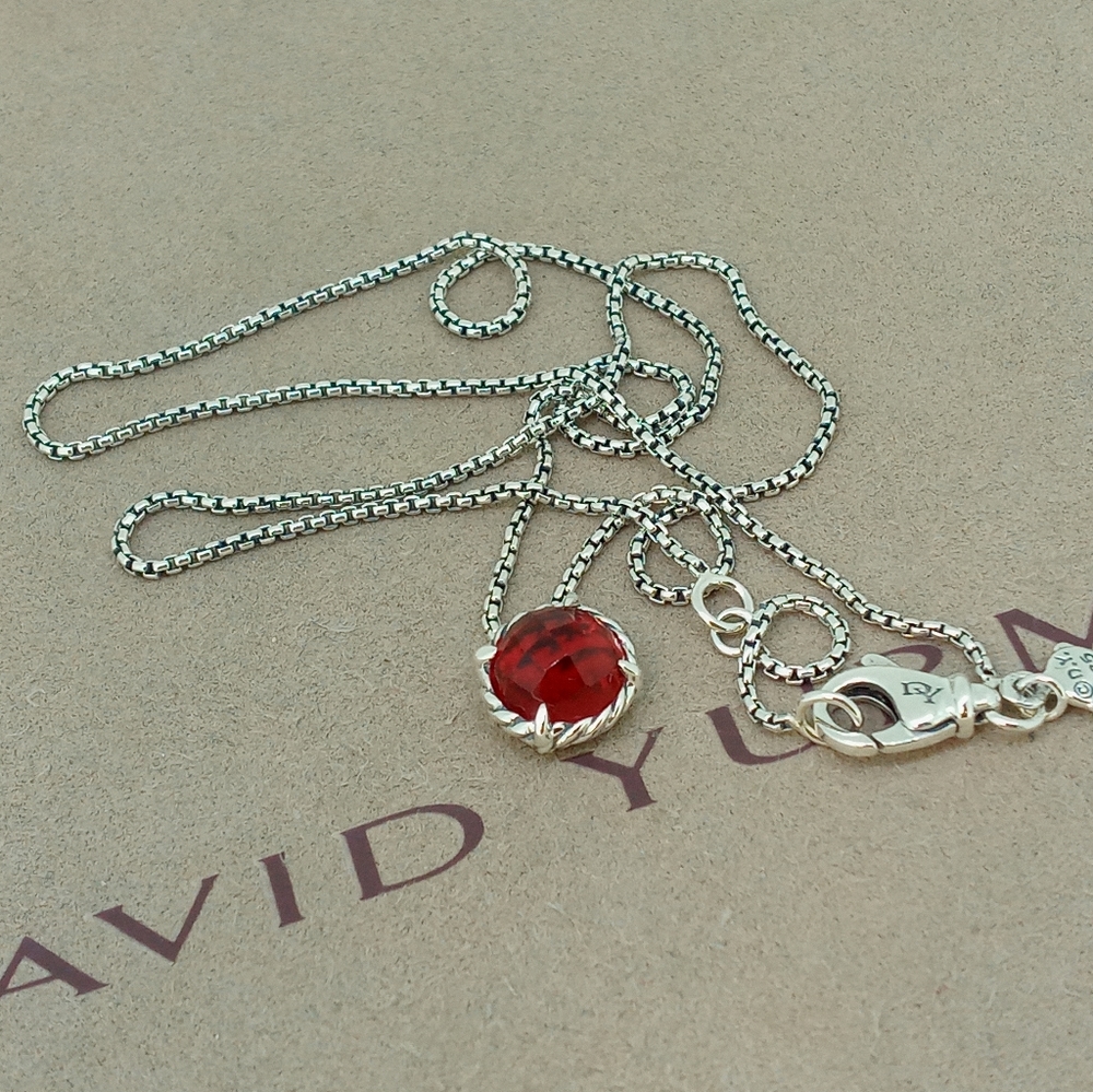David Yurman Chatelaine Garnet Pendant Chain